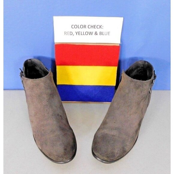 SAM EDELMAN BROWN-ISH CHARCOAL COLOR SUEDE LEATHER ANKLE BOOTS, WOMAN'S SIZE 9 M - Picture 4 of 9